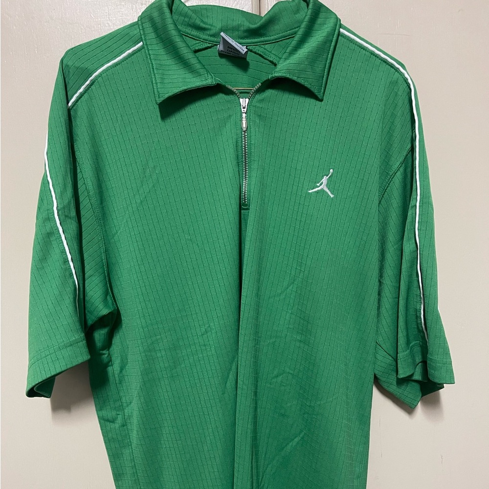 NIKE AIR JORDAN POLO SHIRT GREEN/WHITE 100% POLYESTER SIZE MEDIUM MENS